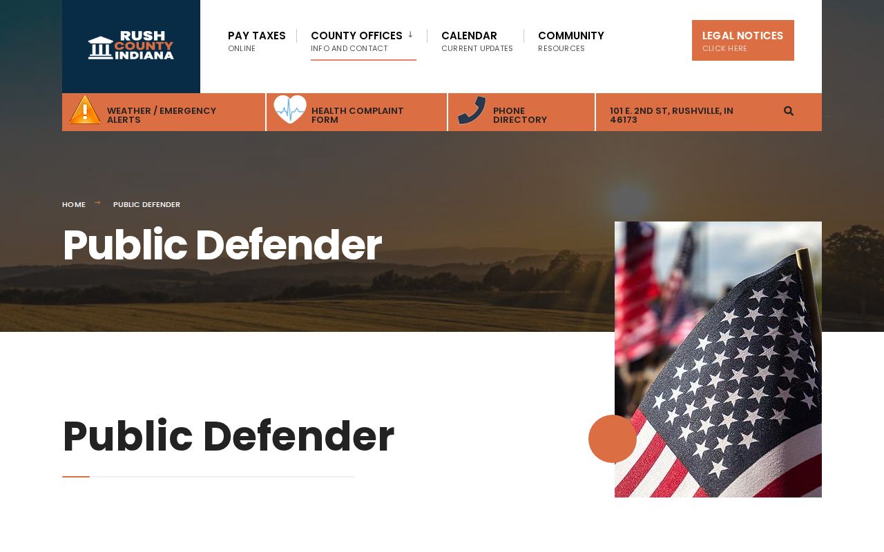 Rush County arrest warrant Public Defender office information