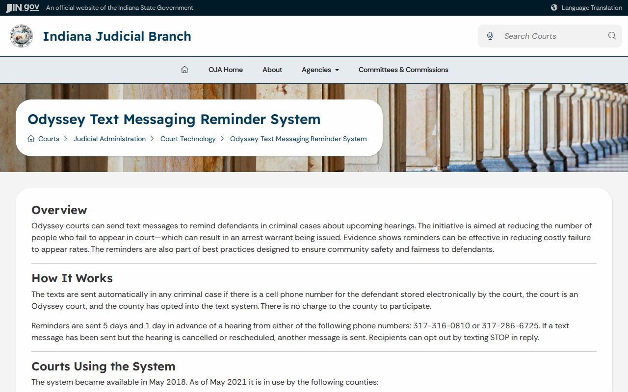 Rush County bench warrant hearing reminder program