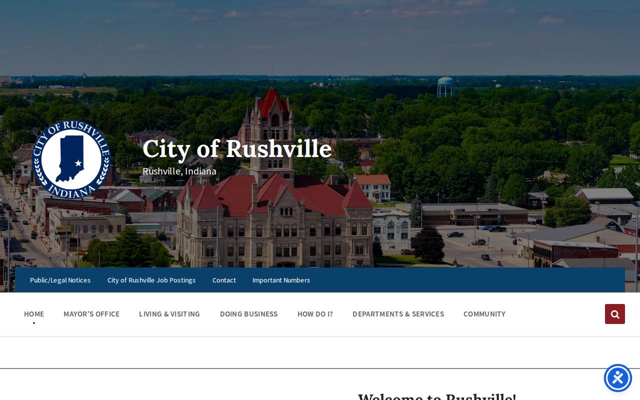 Official City of Rushville website and city services view