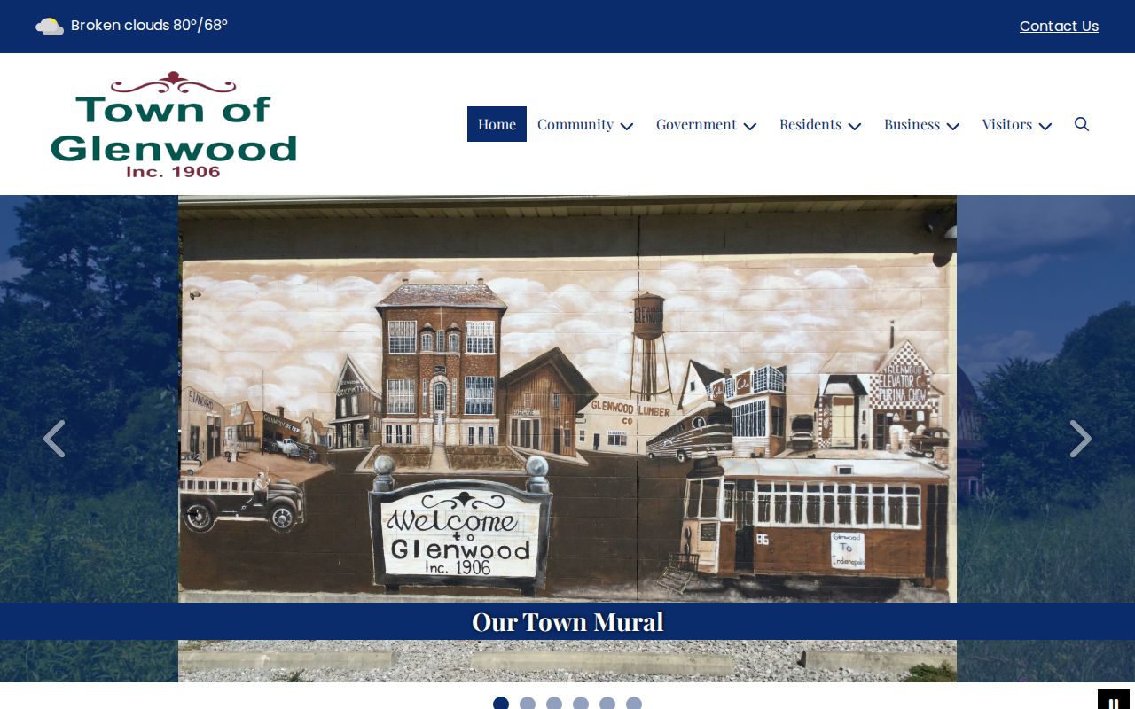 Official Town of Glenwood website with notices and department navigation