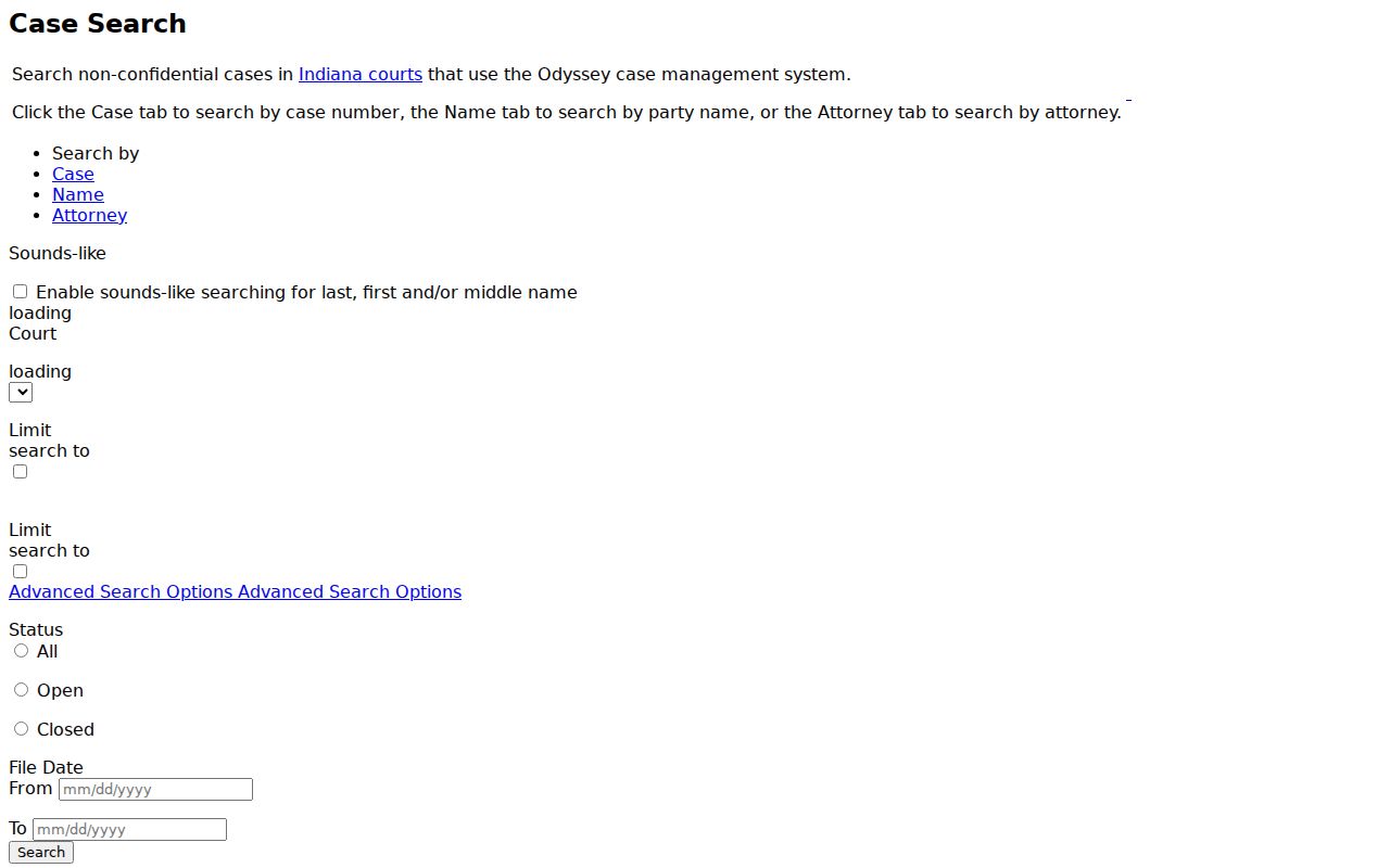 Rush County warrant lookup fields in Indiana MyCase